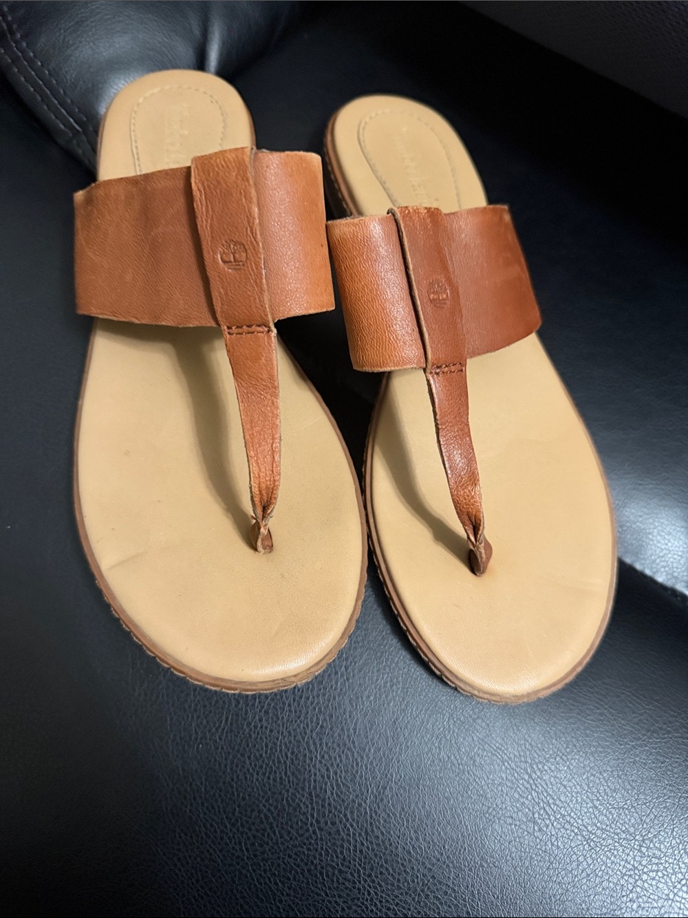 Timberland Chestnut Leather Slide Sandals